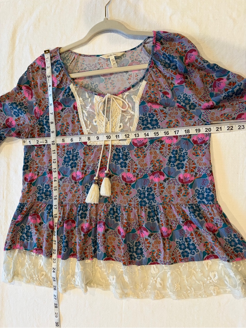 Matilda Jane Sew Perfect Peasant Top Womens Small Lace Tassel Tie Bohemian Chic - Picture 9 of 9